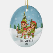 Cute Elf Familie van 4 mam Pap Sons Keramisch Ornament (Rechts)
