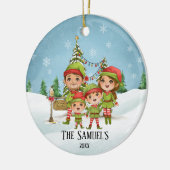 Cute Elf Familie van 4 mam Pap Sons Keramisch Ornament (Links)