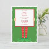 Cute Elf Feet Holiday Party Uitnodiging (Staand voorkant)