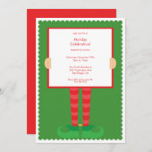 Cute Elf Feet Holiday Party Uitnodiging (Voorkant / Achterkant)