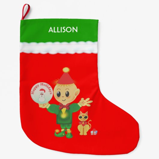 Cute Elf Grote Kerstsok (Voorkant)