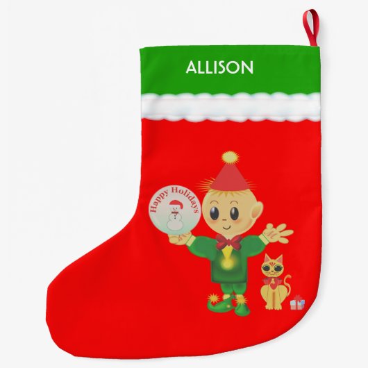 Cute Elf Grote Kerstsok (Achterkant)