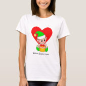 Cute Elf & Heart met Motivatie woorden T-shirt (Voorkant)