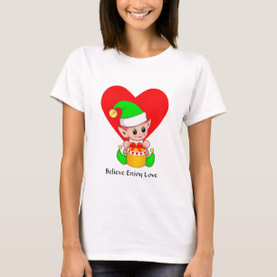 Cute Elf & Heart met Motivatie woorden T-shirt