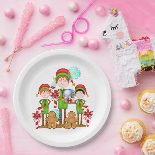 Cute elf helpers bedanken u bord voor feestpapier (Feest)