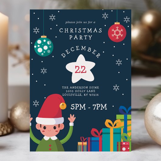 Cute Elf Holiday Kerstfeest Kaart