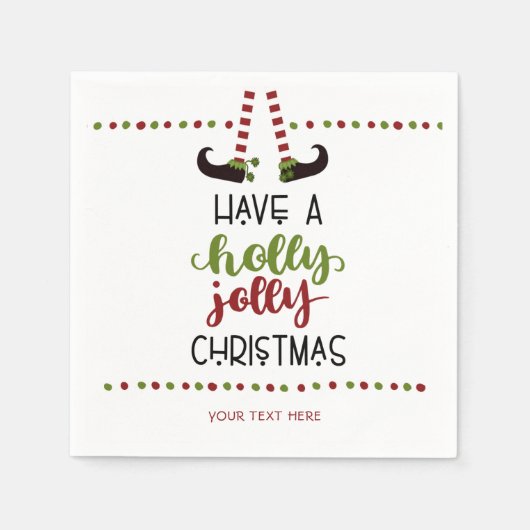 Cute Elf Holly Jolly kerst op persoonlijke titel Servet (Voorkant)