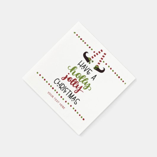 Cute Elf Holly Jolly kerst op persoonlijke titel Servet (Hoek)