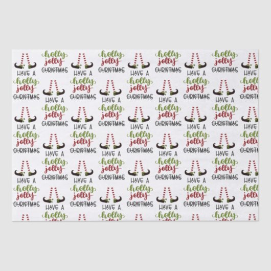 Cute Elf Holly Jolly kerst op persoonlijke titel Tissuepapier (Voorkant)