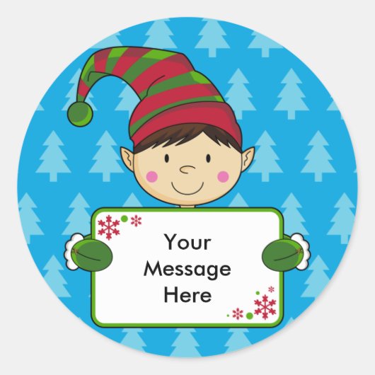 Cute Elf kerstcadeau Label Sticker (Voorkant)
