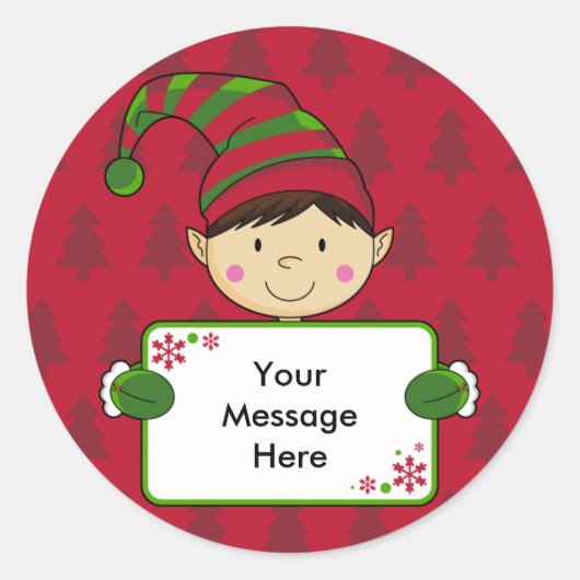 Cute Elf kerstcadeau Label Sticker (Voorkant)