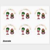 Cute Elf Kerstmis Ronde Sticker (Vel)