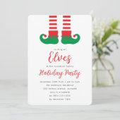 Cute Elf kerstparty Kaart (Staand voorkant)