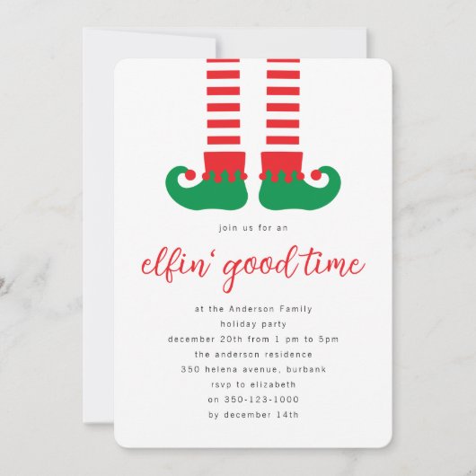 Cute Elf kerstparty Kaart (Voorkant)