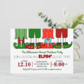 Cute Elf Kerstparty Uitnodigingen (Staand voorkant)