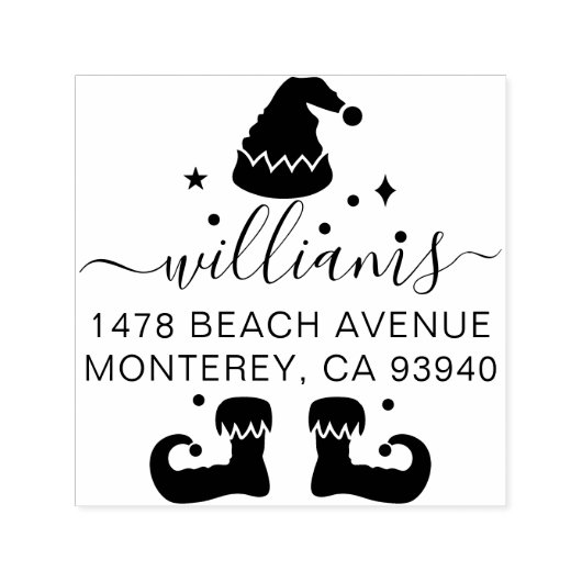 Cute Elf-kerstretouradres Zelfinktende Stempel (Design)
