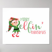Cute Elf Merry Elfin Kerstmis Poster (Voorkant)