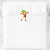 Cute Elf Merry Kerstmis en Happy Nieuwjaarskleurig Vierkante Sticker (Tas)