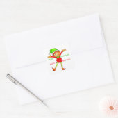 Cute Elf Merry Kerstmis en Happy Nieuwjaarskleurig Vierkante Sticker (Envelop)