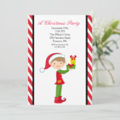 Cute Elf met een Cadeau kerstfeest uitgenodigd Kaart (Staand voorkant)