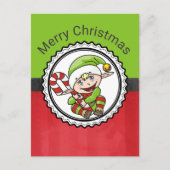 Cute Elf met kerstriet Kerst Feestdagenkaart (Voorkant)