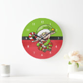 Cute Elf met kerstriet Kerst Grote Klok (Huis)