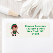 Cute Elf met kerstverlichting Etiket (Insitu)