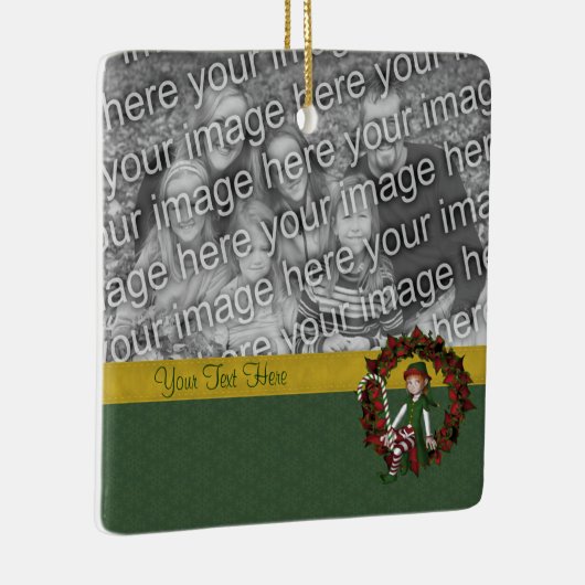 Cute Elf on Wreate Holiday Foto Keramisch Ornament (Rechts)
