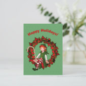 Cute Elf op het grote kerstvakantieBriefkaart Feestdagenkaart (Staand voorkant)