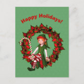 Cute Elf op het grote kerstvakantieBriefkaart Feestdagenkaart (Voorkant)