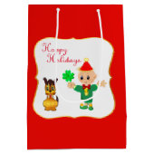 Cute Elf & Puppy Dog Medium Cadeauzakje (Achterkant)