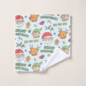Cute Elf, Reindeer, Santa, Merry-kerstpatroon Bad Handdoek (Wasdoekje)