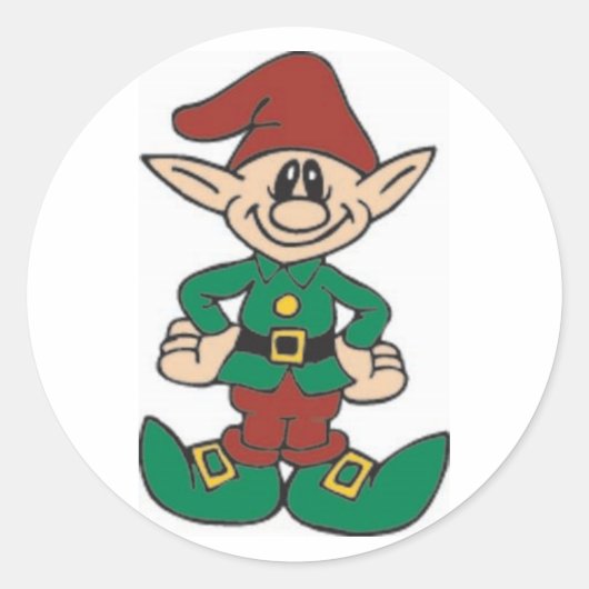 Cute Elf Ronde Sticker (Voorkant)