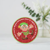 Cute Elf Round-kerstkaart Feestdagenkaart (Staand voorkant)