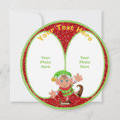 Cute Elf Round-kerstkaart Feestdagenkaart (Achterkant)