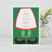 Cute Elf Skirt Holiday Party Uitnodiging (Staand voorkant)