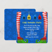 Cute Elf Stocking Chritmas Party Invite Kaart (Voorkant / Achterkant)