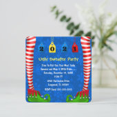 Cute Elf Stocking Chritmas Party Invite Kaart (Staand voorkant)