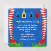 Cute Elf Stocking Chritmas Party Invite Kaart (Voorkant)