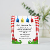 Cute Elf Stocking Chritmas Party Invite Kaart (Staand voorkant)