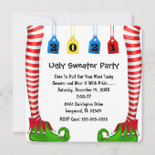 Cute Elf Stocking Chritmas Party Invite Kaart (Voorkant)