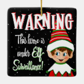 Cute Elf Surveillance Keramisch Ornament (Achterkant)