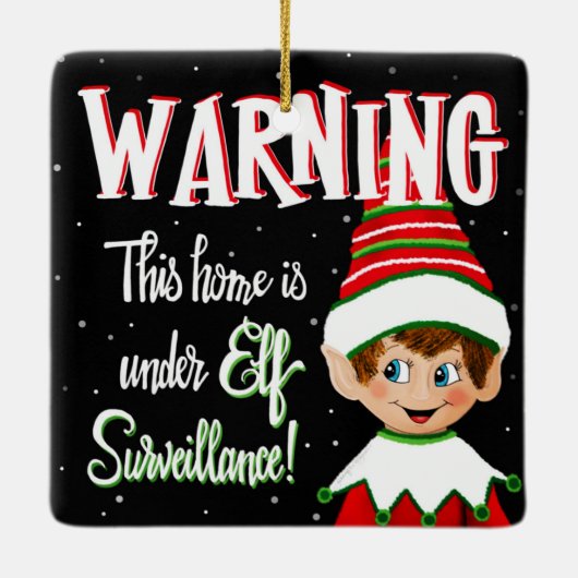 Cute Elf Surveillance Keramisch Ornament (Achterkant)