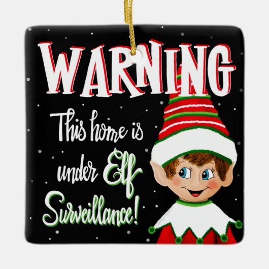 Cute Elf Surveillance Keramisch Ornament (Voorkant)