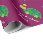 Cute Elf turtle Merry Christmas wrapping paper Cadeaupapier (Rol Hoek)