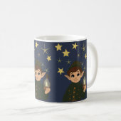 Cute Elf Watcher Starry Night Christmas Mug Koffiemok (Voorkant rechts)
