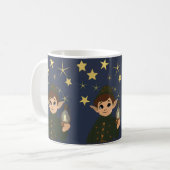 Cute Elf Watcher Starry Night Christmas Mug Koffiemok (Voorkant links)