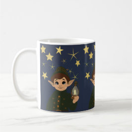 Cute Elf Watcher Starry Night Christmas Mug Koffiemok