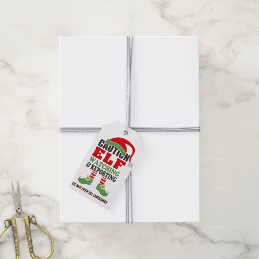Cute "Elf Watching/ kerstdesign/Personalized Cadeaulabel (Met Touw)