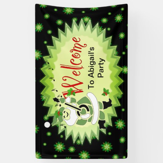 Cute Elf Welcome to Holiday Slumber Party Spandoek (Verticaal)